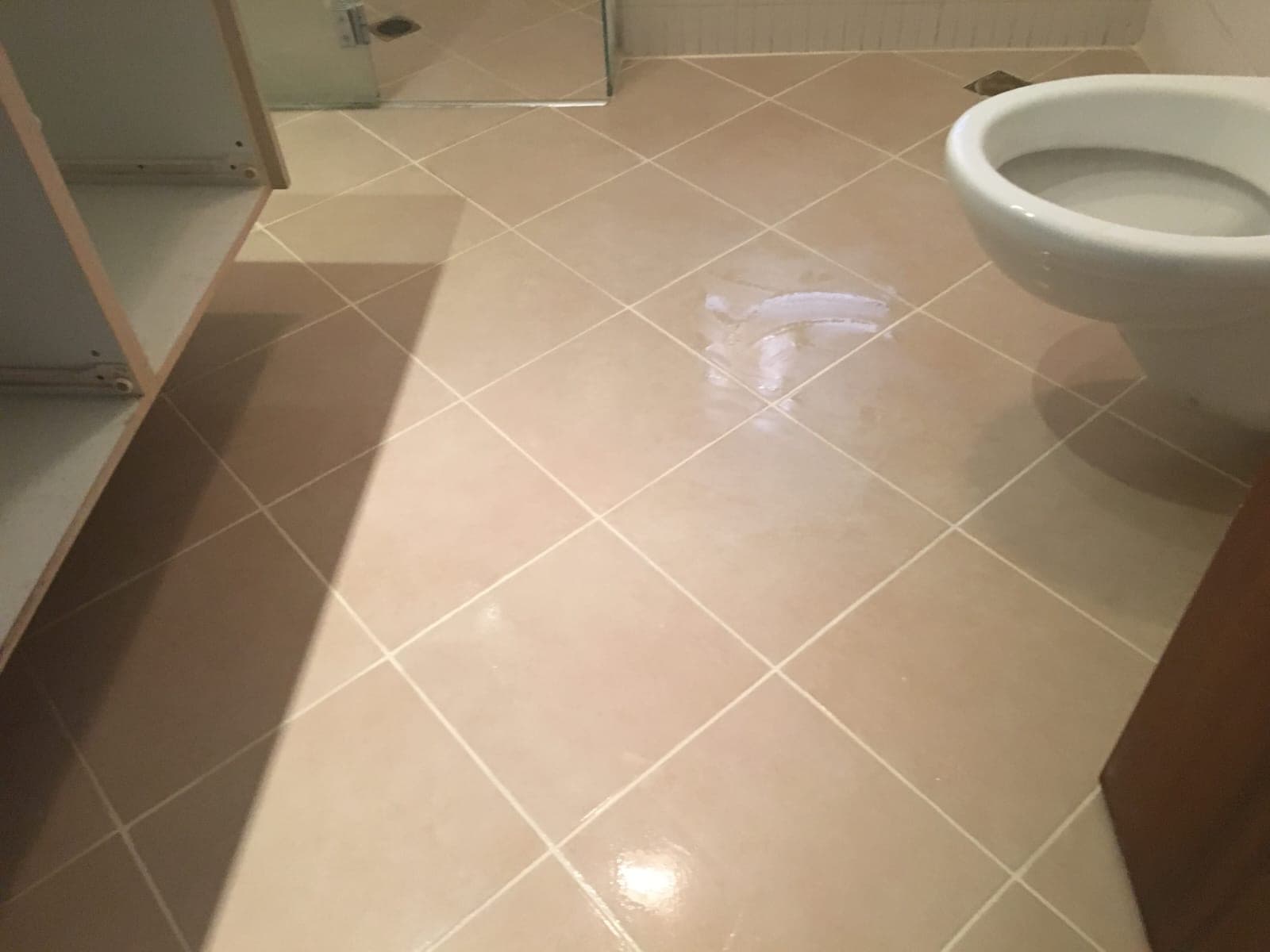 ריצוף מקלחת מבריק עם רובה נקייה — חידוש רובה במקלחת